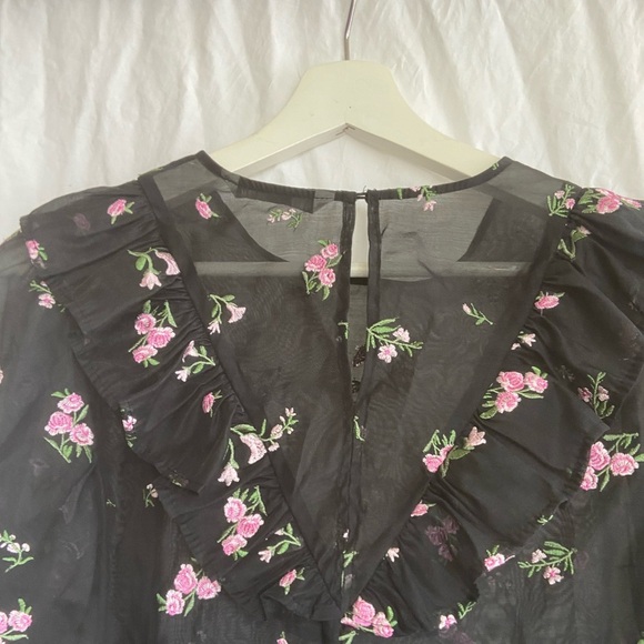 ZARA The Alice Blouse Organza Embroidered Ruffles Size Small - Picture 14 of 16